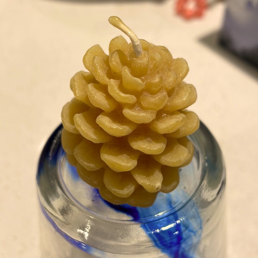 Set of 3 Hand Crafted Bees Wax Small Pinecone Candle